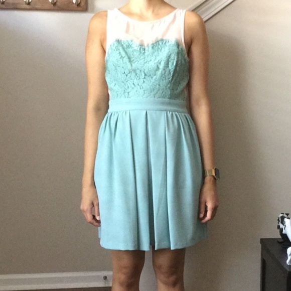 Modcloth Mint Green Floral Lace Dress with POCKETS - Picture 6 of 12